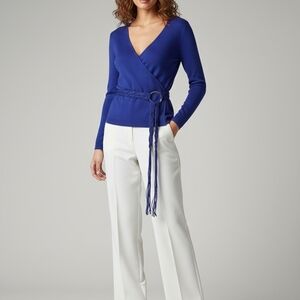 Willi Smith Royal Blue Knit Wrap Top - NWT